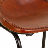 Stool Alexandra House Living Brown Black Leather Iron 46 x 80 x 46 cm-1