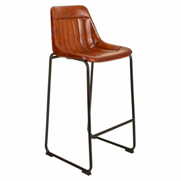 Stool Alexandra House Living Brown Black Leather Iron 50 x 106 x 46 cm-0