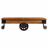 Centre Table Alexandra House Living Leather Wood Iron 90 x 52 x 165 cm-5