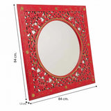 Wall mirror Alexandra House Living Red Glass Brass MDF Wood 1 x 84 x 84 cm-1