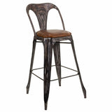 Stool Alexandra House Living Brown Black Leather Iron 53 x 105 x 49 cm-0