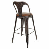 Stool Alexandra House Living Brown Black Leather Iron 53 x 105 x 49 cm-5