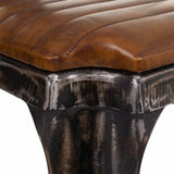 Stool Alexandra House Living Brown Black Leather Iron 53 x 105 x 49 cm-2