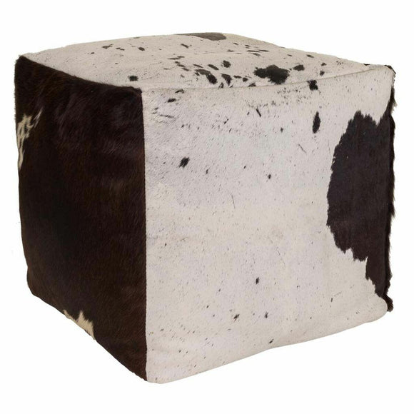 Pouffe Alexandra House Living White Black Leather 40 x 40 x 40 cm-0