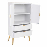 Cupboard Alexandra House Living White Golden MDF Wood 36 x 118 x 62 cm-6