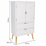 Cupboard Alexandra House Living White Golden MDF Wood 36 x 118 x 62 cm-1