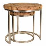 Set of 2 tables Alexandra House Living Natural Iron Mango wood-5