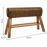 Bench Alexandra House Living Brown Natural Leather Mango wood 35 x 76 x 120 cm-1