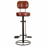 Stool Alexandra House Living Brown Black Leather Iron 41 x 117 x 41 cm Pedals-3