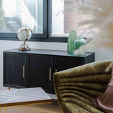 Sideboard Alexandra House Living Black Golden MDF Wood-7