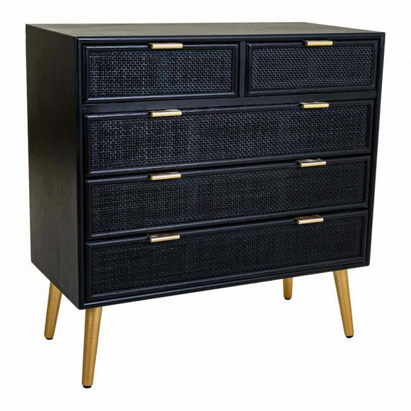 Chest of drawers Alexandra House Living Black Golden MDF Wood-0