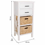 Chest of drawers Alexandra House Living White MDF Wood Natural Fibre 92 x 32 x 44 cm-1