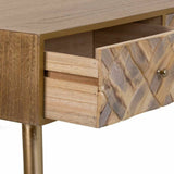 Hall Table with Drawers Alexandra House Living Brown Paolownia wood 41 x 79 x 132 cm-2