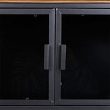 Occasional Furniture Alexandra House Living Brown Black Grey Glass Iron Fir wood 42 x 55 x 94 cm-2