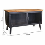 Occasional Furniture Alexandra House Living Brown Black Grey Glass Iron Fir wood 42 x 55 x 94 cm-1