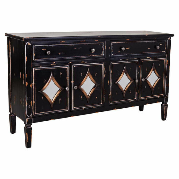 Sideboard Alexandra House Living Black Metal Glass Fir wood 38 x 80 x 140 cm-0