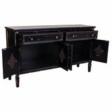 Sideboard Alexandra House Living Black Metal Glass Fir wood 38 x 80 x 140 cm-7