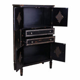 Cupboard Alexandra House Living Black Glass Fir wood 100 % Metal MDF Wood 38 x 142 x 80 cm-6