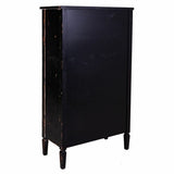 Cupboard Alexandra House Living Black Glass Fir wood 100 % Metal MDF Wood 38 x 142 x 80 cm-5