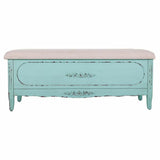 Bench Alexandra House Living Blue Sponge Fir wood MDF Wood 43 x 48 x 120 cm-6