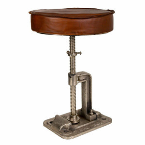 Stool Alexandra House Living Brown Leather Wood Iron 36 x 50 x 36 cm-0