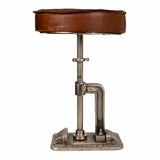 Stool Alexandra House Living Brown Leather Wood Iron 36 x 50 x 36 cm-6