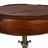 Stool Alexandra House Living Brown Leather Wood Iron 36 x 50 x 36 cm-2