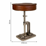 Stool Alexandra House Living Brown Leather Wood Iron 36 x 50 x 36 cm-1