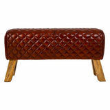 Bench Alexandra House Living Leather Mango wood 46 x 35 x 89 cm-5