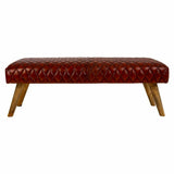 Bench Alexandra House Living Leather Mango wood 53 x 38 x 115 cm-5