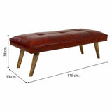 Bench Alexandra House Living Red Leather Mango wood 53 x 38 x 115 cm-1