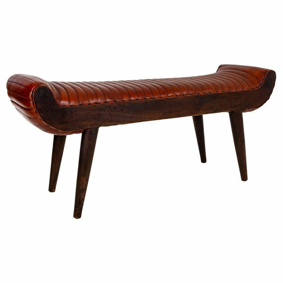 Bench Alexandra House Living Leather Mango wood 51 x 38 x 125 cm-0