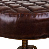 Stool Alexandra House Living Black Leather Iron 50 x 36 x 36 cm-4