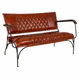 Bench Alexandra House Living Leather Iron Mango wood 71 x 76 x 127 cm-5