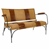 Bench Alexandra House Living Leather Iron Mango wood 71 x 76 x 127 cm-5