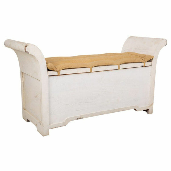 Bench Alexandra House Living White Cotton Mango wood 42 x 63 x 120 cm-0