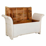 Bench Alexandra House Living White Cotton Mango wood 42 x 63 x 120 cm-5