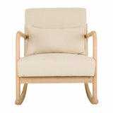 Rocking chair Alexandra House Living Cream Rubber Cotton Linen Wood 88 x 78 x 66 cm-8