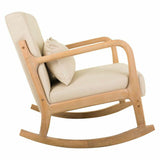 Rocking chair Alexandra House Living Cream Rubber Cotton Linen Wood 88 x 78 x 66 cm-7