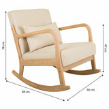 Rocking chair Alexandra House Living Cream Rubber Cotton Linen Wood 88 x 78 x 66 cm-1