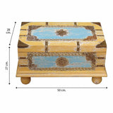 Chest Alexandra House Living Yellow Blue Mango wood 28 x 27 x 50 cm Traditional style-1