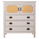 Chest of drawers Alexandra House Living White Rattan Fir wood MDF Wood 36 x 90 x 82 cm-4