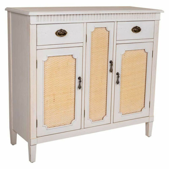 Sideboard Alexandra House Living White Rattan Fir wood 36 x 88 x 95 cm-0