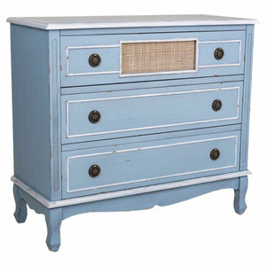 Chest of drawers Alexandra House Living Blue Rattan Fir wood MDF Wood 38 x 80 x 90 cm-0