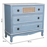 Chest of drawers Alexandra House Living Blue Rattan Fir wood MDF Wood 38 x 80 x 90 cm-5