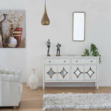 Sideboard Alexandra House Living White Metal Glass Fir wood 38 x 80 x 140 cm-8