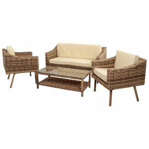 Table Set with 2 Armchairs Alexandra House Living Brown Natural 4 Pieces-0