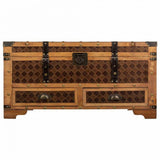 Chest Alexandra House Living Brown PVC Wood Metal Cloth 45 x 45 x 90 cm Estilo vintage-6