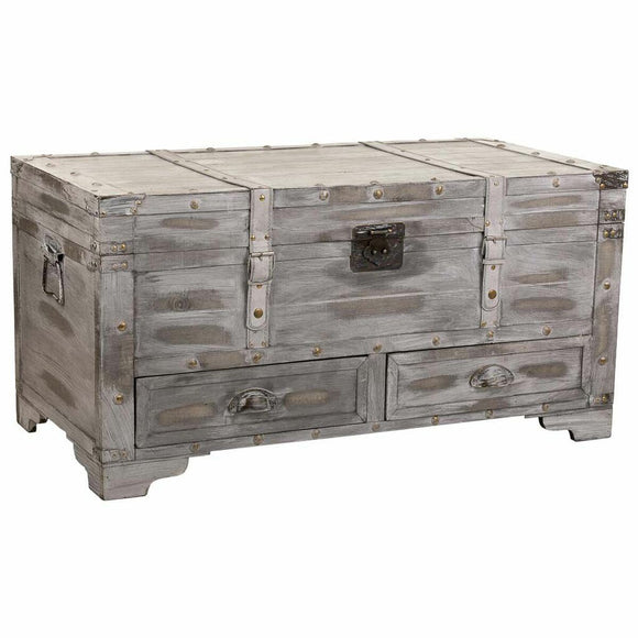 Chest Alexandra House Living Grey PVC Wood Metal 45 x 45 x 90 cm Estilo vintage-0