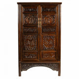 Cupboard Alexandra House Living Brown Wood Elm wood 40 x 160 x 95 cm Oriental 2 Shelves-3